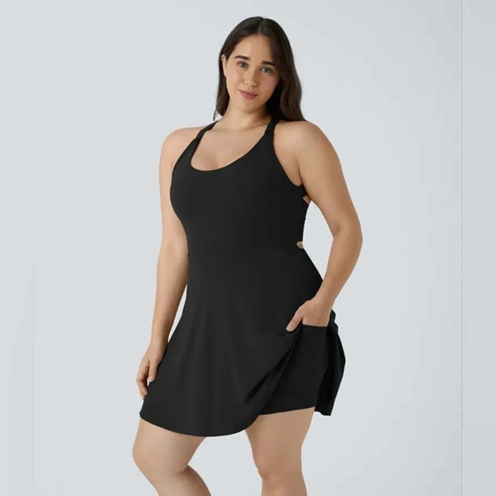 Halara Backless Twisted Active Dress in Black, Size 2X. NWT - Picture 2 of 8